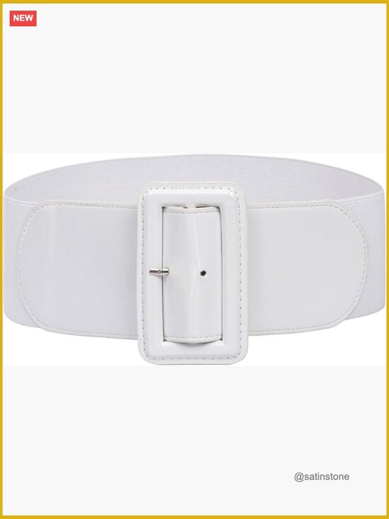 Wide Stretchy Elastic Belt with Chunky Buckle - 3 Inch